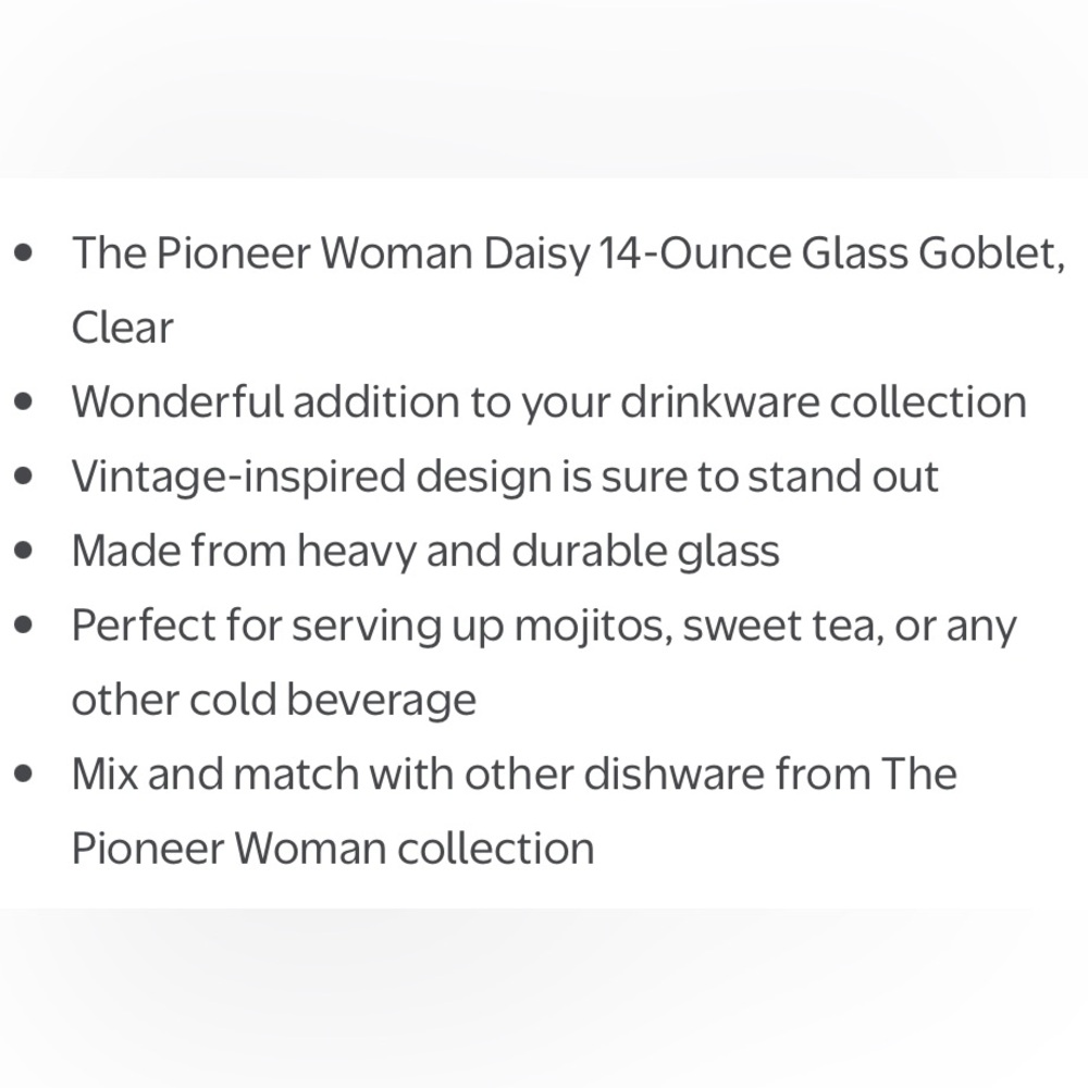 🌸 2025 New The Pioneer Woman Daisy 14-Ounce Glass Goblet, Clear, Qty 1 - Picture 2 of 8